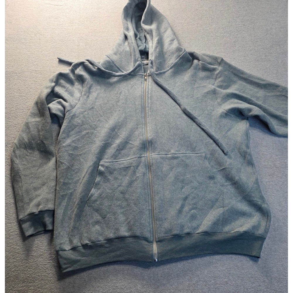 Soft Serve Cloud Cotton Unisex Hoodie 2XL Light Blue Fullzip Handmade Sweatshirt